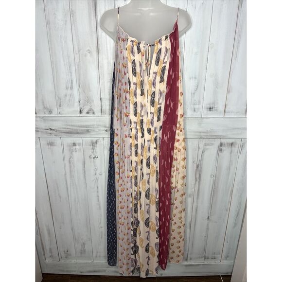 Monique Lhuillier‎ Pleated Paisley Floral Chiffon Lined Sleeveless Maxi Dress 4